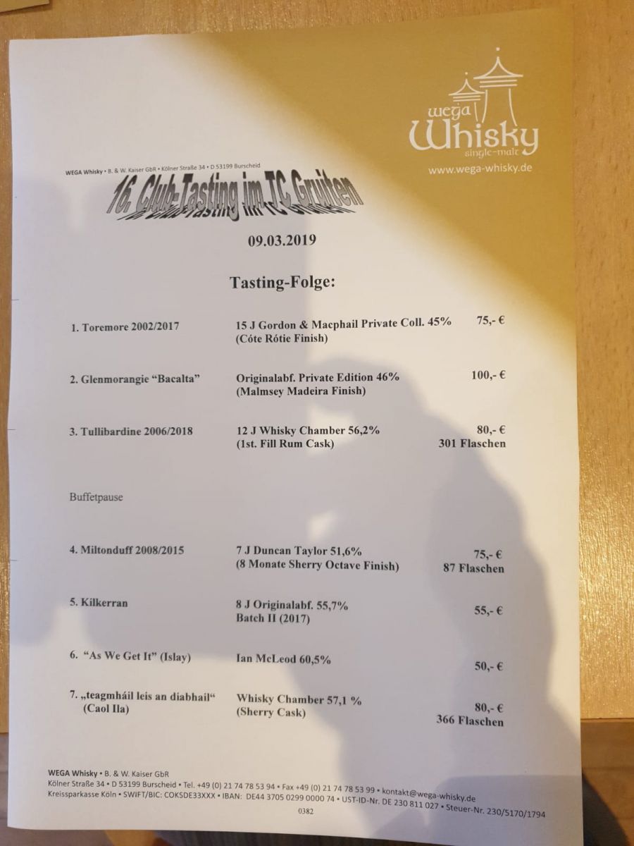 16. Whisky-Tasting im TC Gruiten / Haan