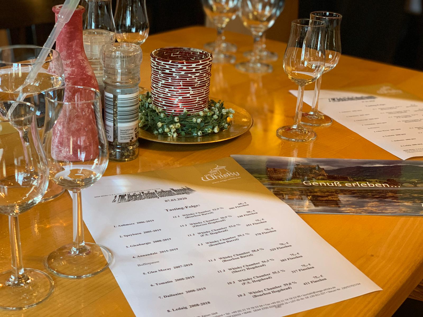 The Whisky Chamber Vertical Tasting im Gasthaus Weegerhof