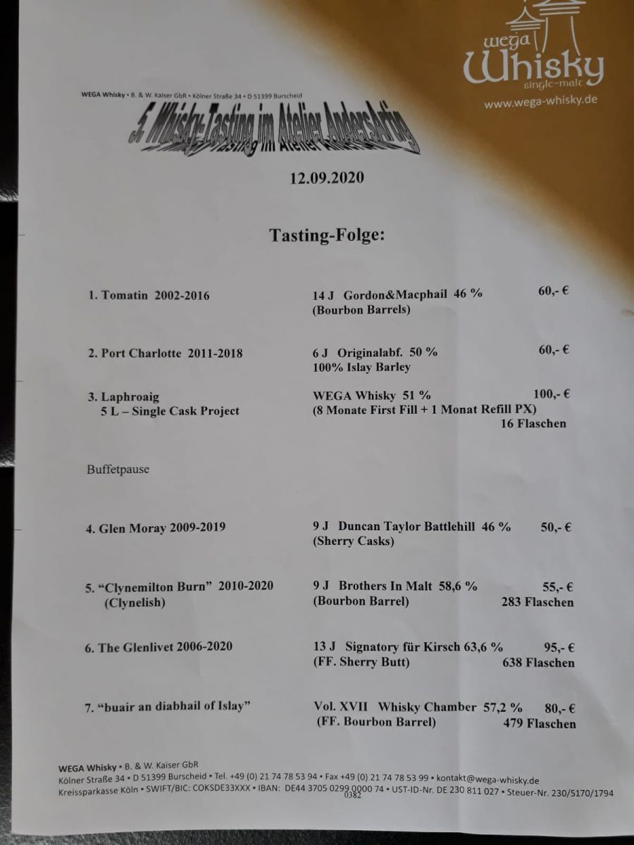 5. Malt-Whisky-Tasting im Atelier AndersArtig, Solingen
