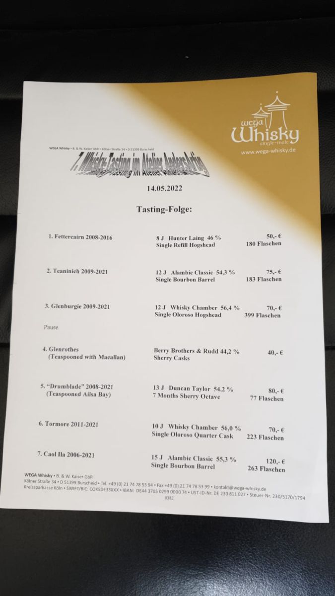 7. Malt-Whisky-Tasting im Atelier AndersArtig, Solingen